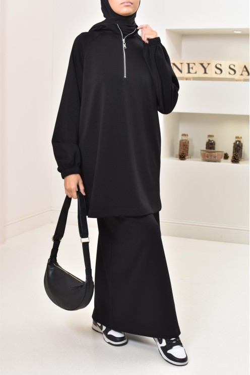 jupe longue droite femme, fluide et extensible, style sportswear chic