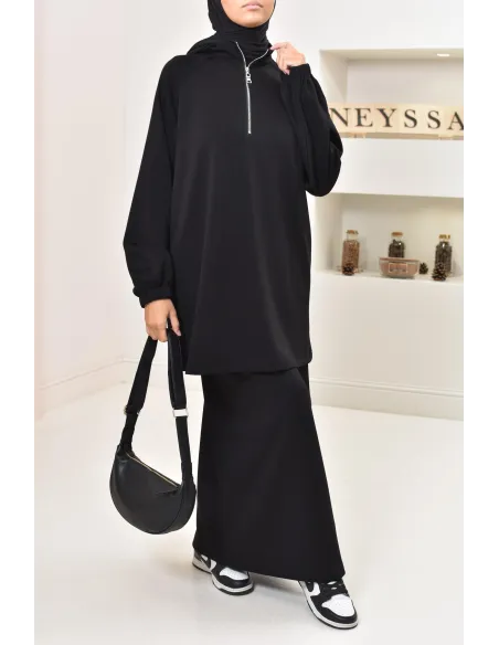 jupe longue droite femme, fluide et extensible, style sportswear chic