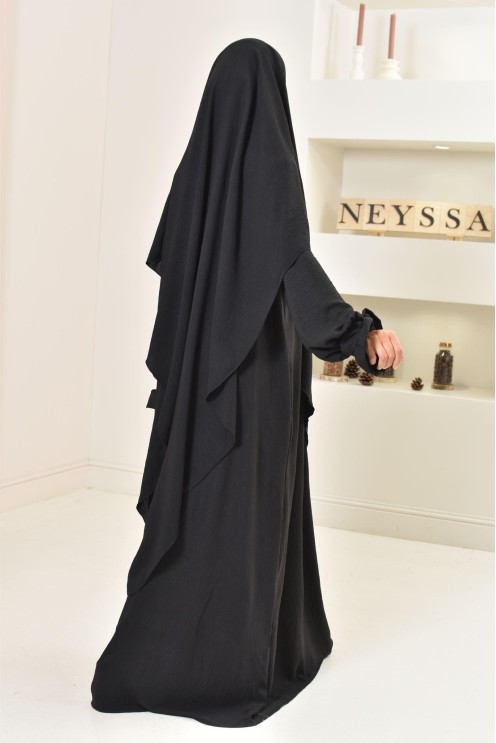 Jazz silk abaya khimar set, loose-fitting, flowing legal garment