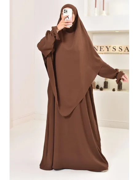 Ensemble abaya khimar soie de Jazz, tenue légiférée ample et fluide