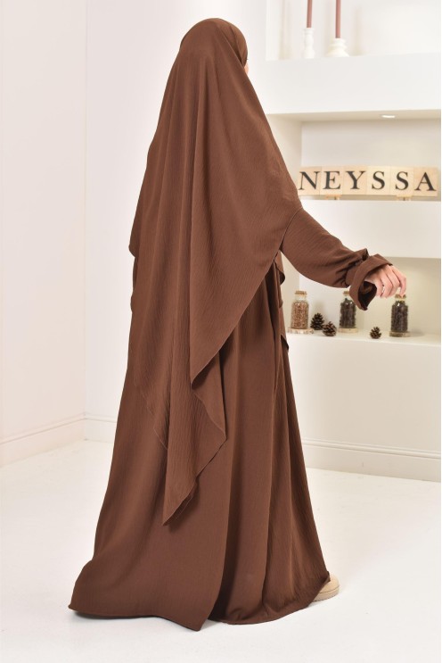 Ensemble abaya khimar soie de Jazz, tenue légiférée ample et fluide