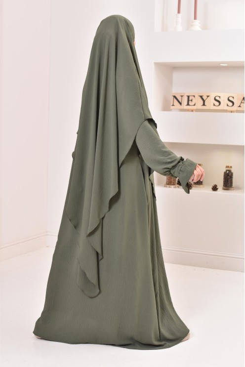 Jazz silk abaya khimar set, loose-fitting, flowing legal garment