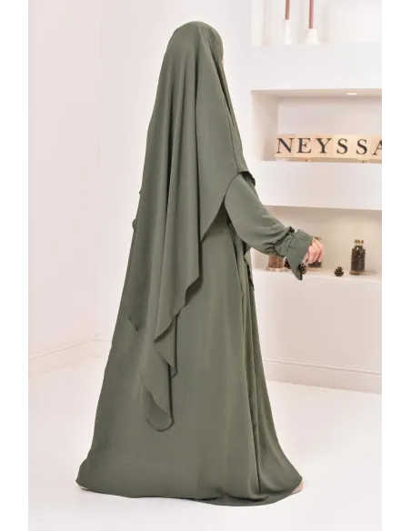 Jazz silk abaya khimar set, loose-fitting, flowing legal garment