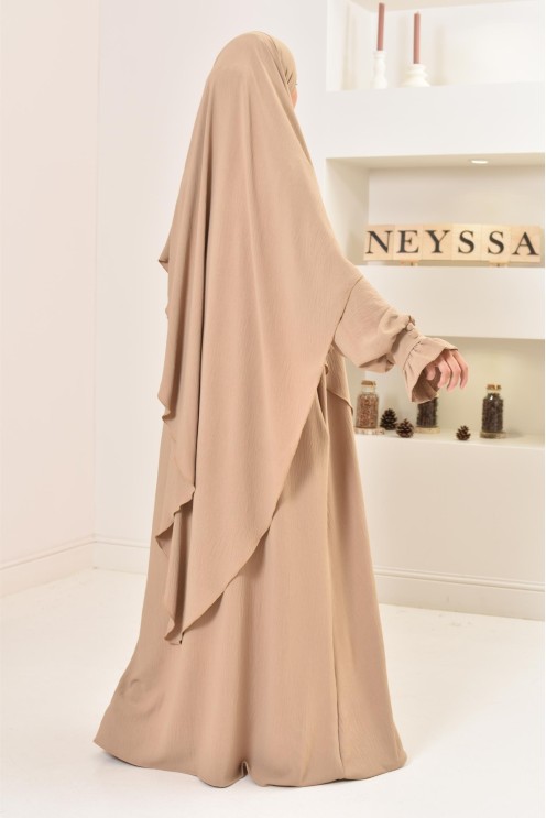 Jazz silk abaya khimar set, loose-fitting, flowing legal garment