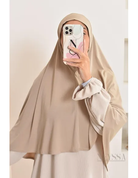 Khimar à enfiler rond lycra, idéal pour le quotidien, tissu fluide