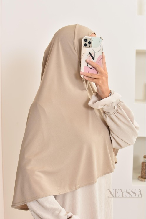 Khimar à enfiler rond lycra, idéal pour le quotidien, tissu fluide