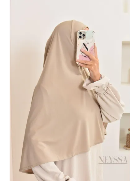 Khimar à enfiler rond lycra, idéal pour le quotidien, tissu fluide