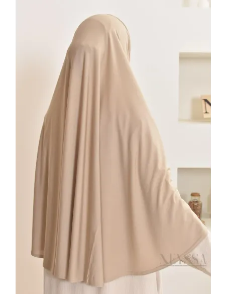 Khimar à enfiler rond lycra, idéal pour le quotidien, tissu fluide