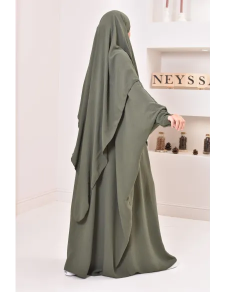 Ensemble abaya et khimar avec hijab intégré pas cher soie de jazz