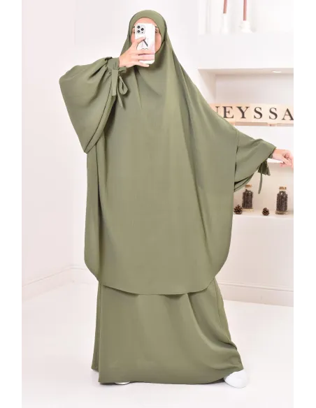 Ensemble abaya khimar extra long soie de Jazz, légiféré, made in france