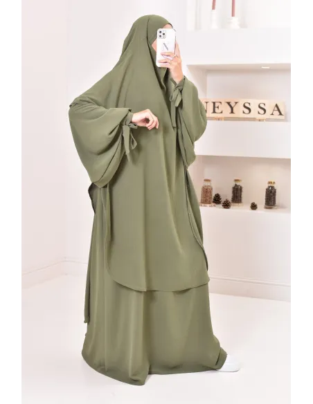 Ensemble abaya khimar extra long soie de Jazz, légiféré, made in france