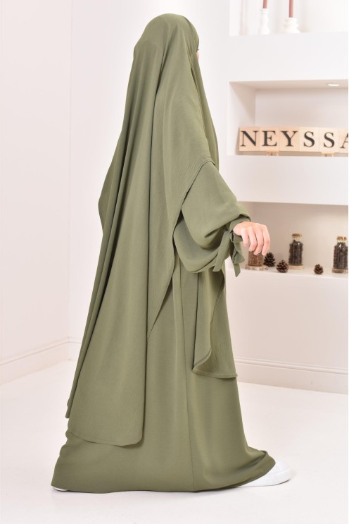 Ensemble abaya khimar extra long soie de Jazz, légiféré, made in france