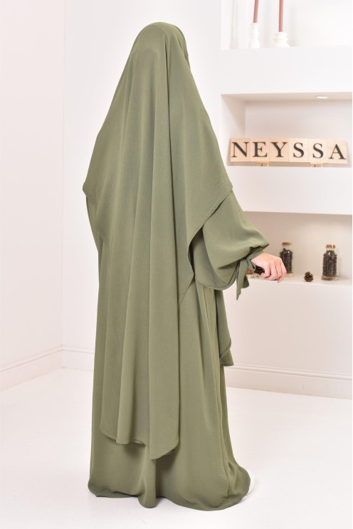 Ensemble abaya khimar extra long soie de Jazz, légiféré, made in france