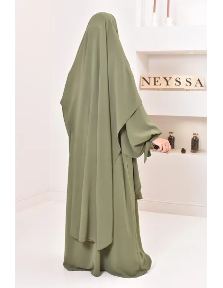 Ensemble abaya khimar extra long soie de Jazz, légiféré, made in france