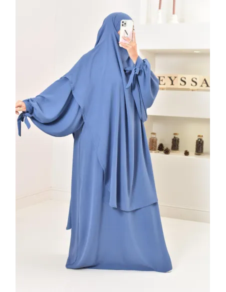 Ensemble abaya khimar extra long soie de Jazz, légiféré, made in france
