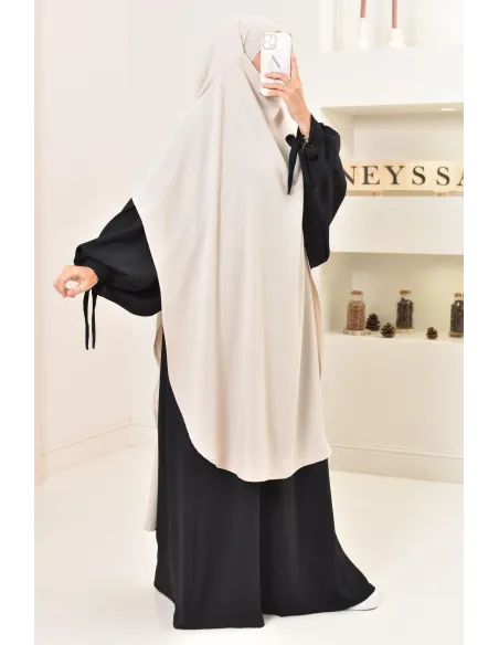 Khimar extra long en soie de Jazz à nouer, voile légiféré, moderne