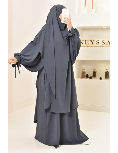 Khimar extra long en soie de Jazz à nouer, voile légiféré, moderne