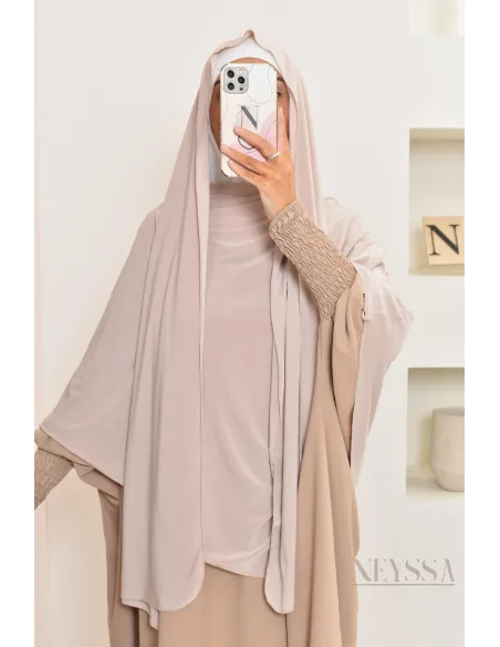 hijab Khimar jersey premium 2 en 1 modèle court, facile à enfiler, modest fashion