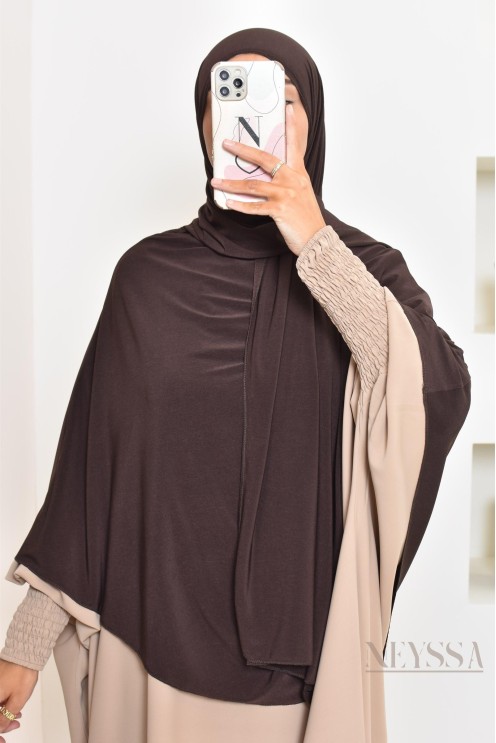 hijab Khimar jersey premium 2 en 1 modèle court, facile à enfiler, modest fashion