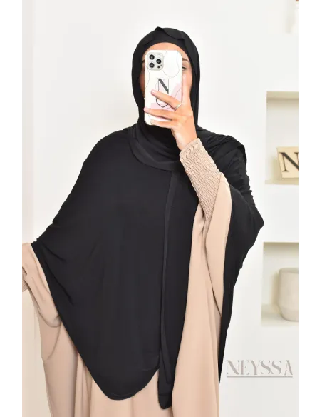 hijab Khimar jersey premium 2 en 1 modèle court, facile à enfiler, modest fashion