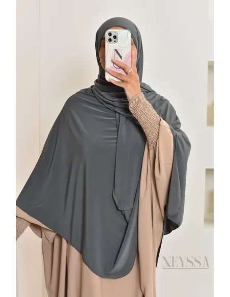 hijab Khimar jersey premium 2 en 1 modèle court, facile à enfiler, modest fashion