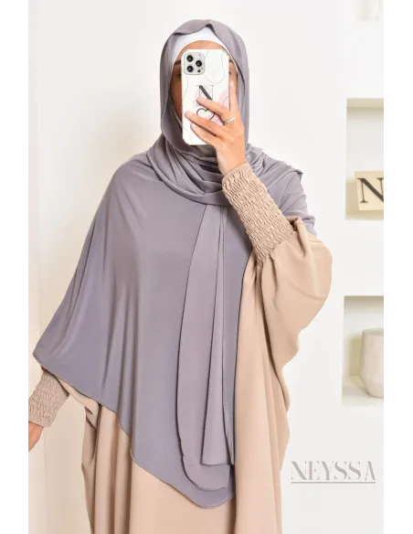 hijab Khimar jersey premium 2 en 1 modèle court, facile à enfiler, modest fashion