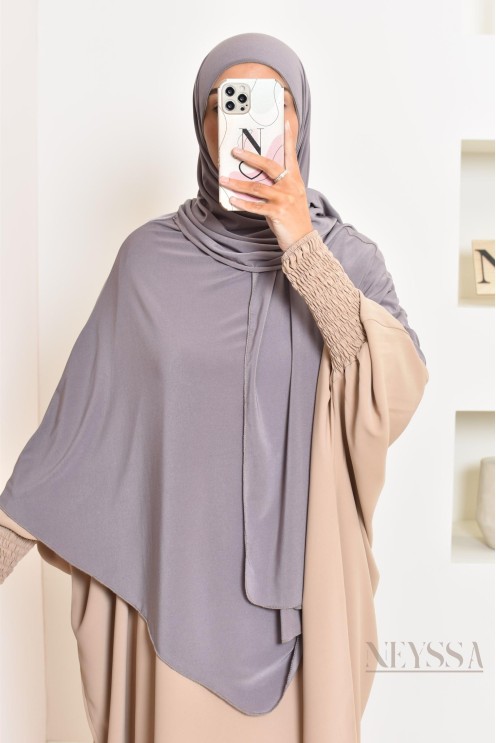 hijab Khimar jersey premium 2 en 1 modèle court, facile à enfiler, modest fashion
