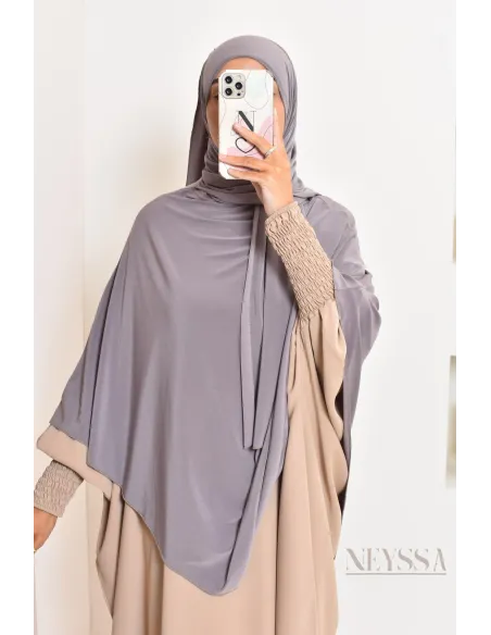 hijab Khimar jersey premium 2 en 1 modèle court, facile à enfiler, modest fashion