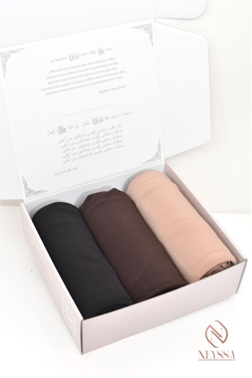 Box hijab jersey premium, haut de gamme, idée cadeau femme voilée