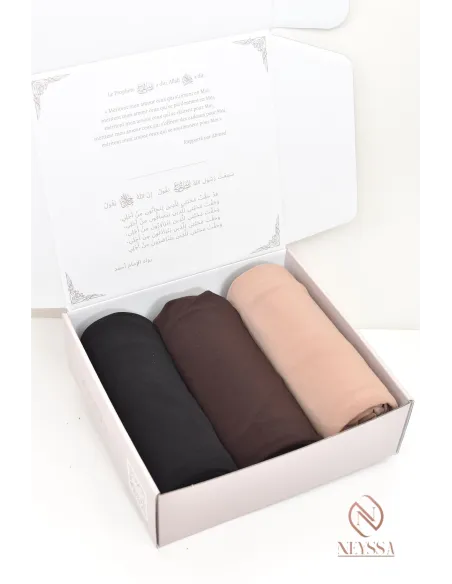 Box hijab jersey premium, haut de gamme, idée cadeau femme voilée