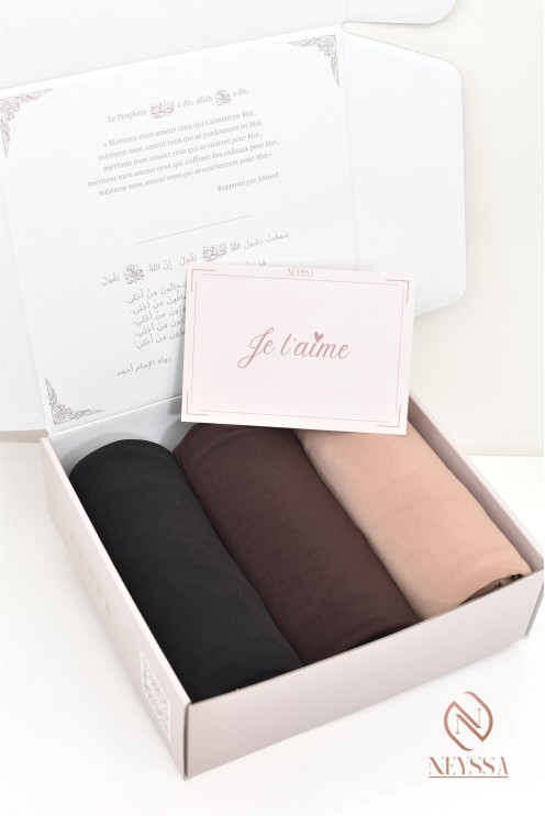 Box hijab jersey premium, haut de gamme, idée cadeau femme voilée