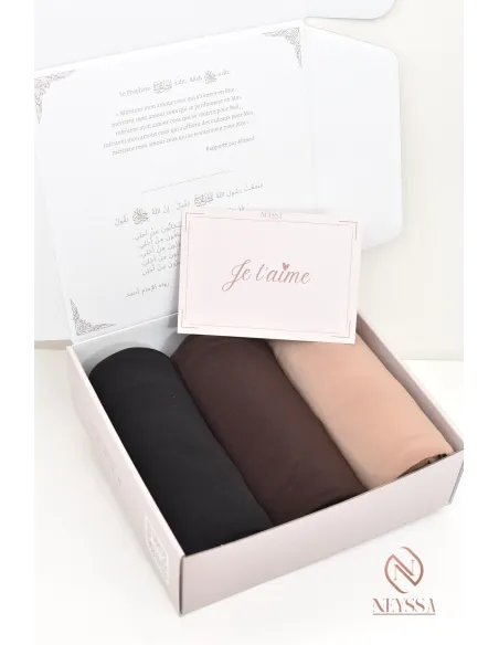 Box hijab jersey premium, haut de gamme, idée cadeau femme voilée
