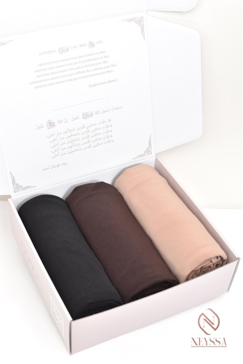 Box hijab jersey premium, haut de gamme, idée cadeau femme voilée