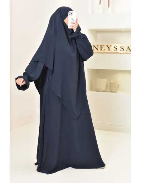Jazz silk abaya khimar set, loose-fitting, flowing legal garment