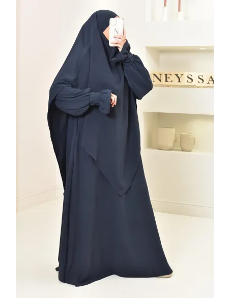Jazz silk abaya khimar set, loose-fitting, flowing legal garment