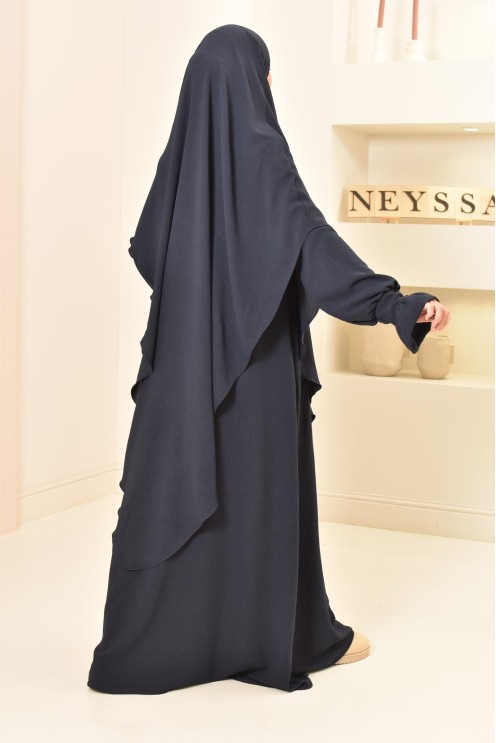 Jazz silk abaya khimar set, loose-fitting, flowing legal garment