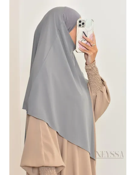 Khimar court à enfiler mousseline, bandeau intégré, tissu fluide