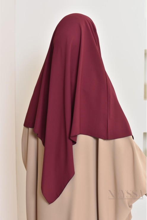 Khimar court à enfiler mousseline, bandeau intégré, tissu fluide