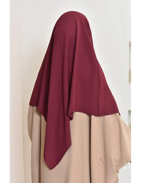 Khimar court à enfiler mousseline, bandeau intégré, tissu fluide