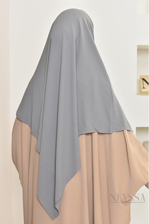 Khimar court à enfiler mousseline, bandeau intégré, tissu fluide