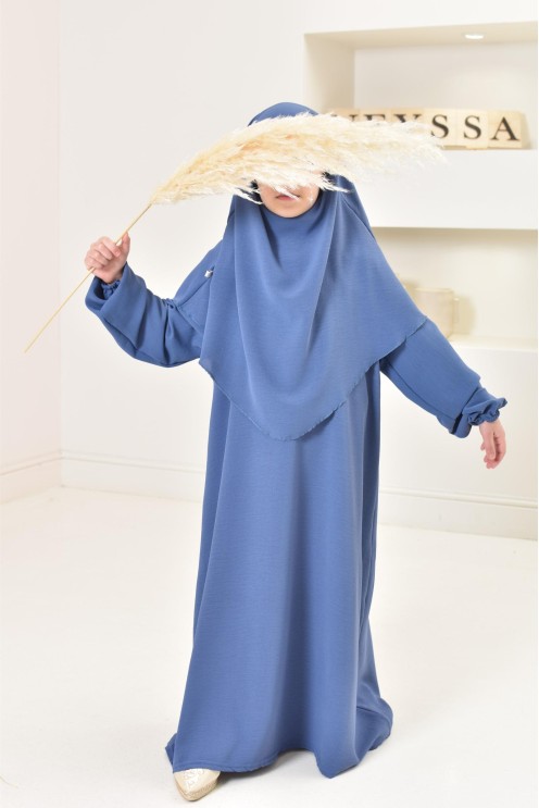 ensemble abaya khimar enfant, soie de jazz, robe de prière petite fille