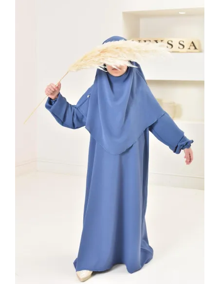 ensemble abaya khimar enfant, soie de jazz, robe de prière petite fille