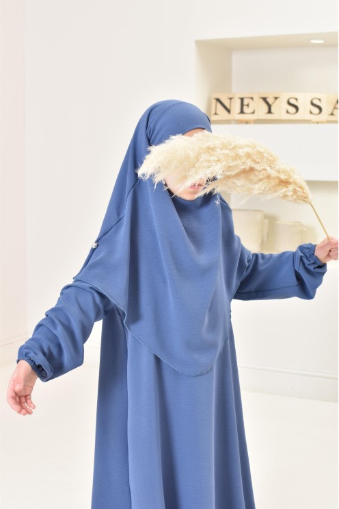 ensemble abaya khimar enfant, soie de jazz, robe de prière petite fille