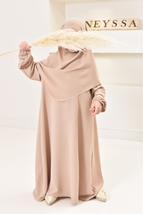 ensemble abaya khimar enfant, soie de jazz, robe de prière petite fille