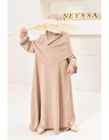 ensemble abaya khimar enfant, soie de jazz, robe de prière petite fille