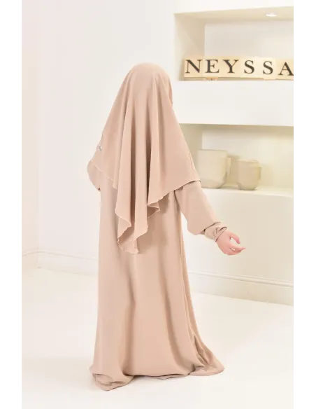 ensemble abaya khimar enfant, soie de jazz, robe de prière petite fille