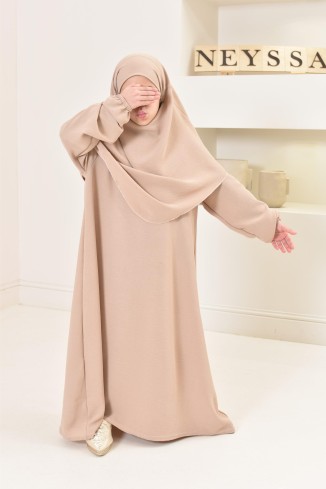 ensemble abaya khimar enfant, soie de jazz, robe de prière petite fille 2