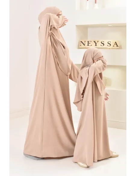 ensemble abaya khimar enfant, soie de jazz, robe de prière petite fille