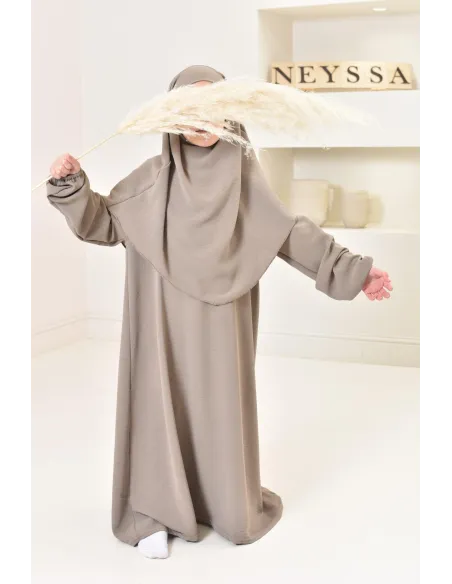 ensemble abaya khimar enfant, soie de jazz, robe de prière petite fille