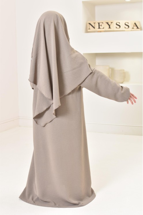 ensemble abaya khimar enfant, soie de jazz, robe de prière petite fille